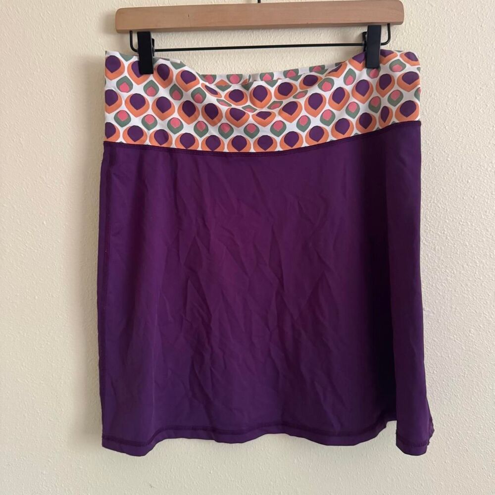 Carve Designs Purple Retro 70s Print Band Athletic Swim Skirt Medium